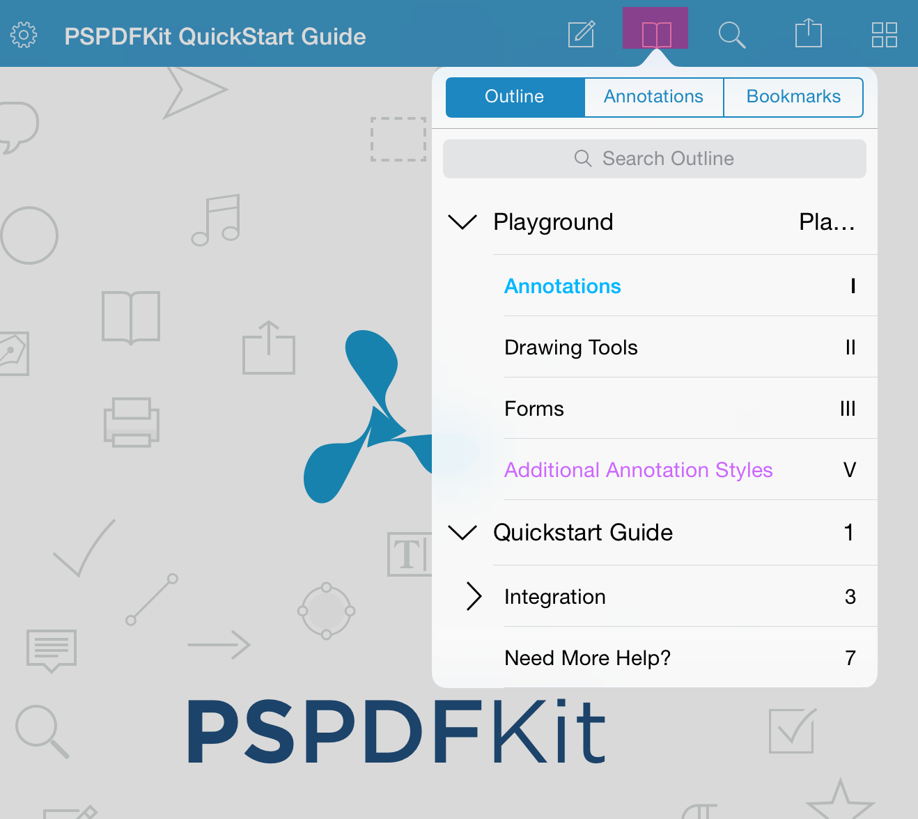 UIKit Debug Mode showing purple overlay on the popover target rectangle
