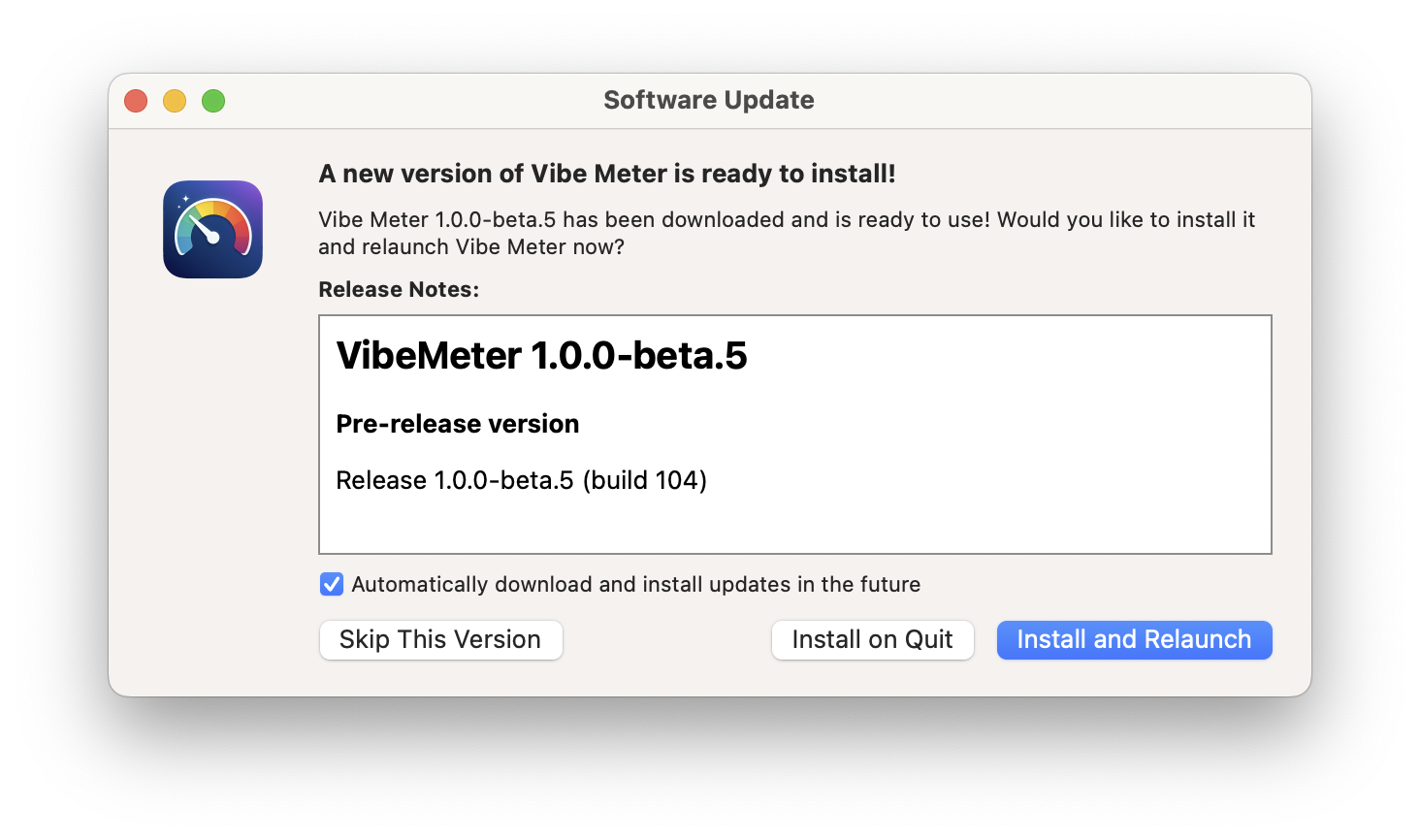Sparkle update dialog working perfectly